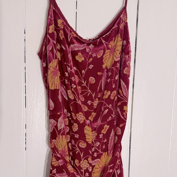 NWOT Nanette Lepore Dark Red/Yellow Burnout Floral Midi Pant Jumpsuit Vintage - Picture 10 of 15